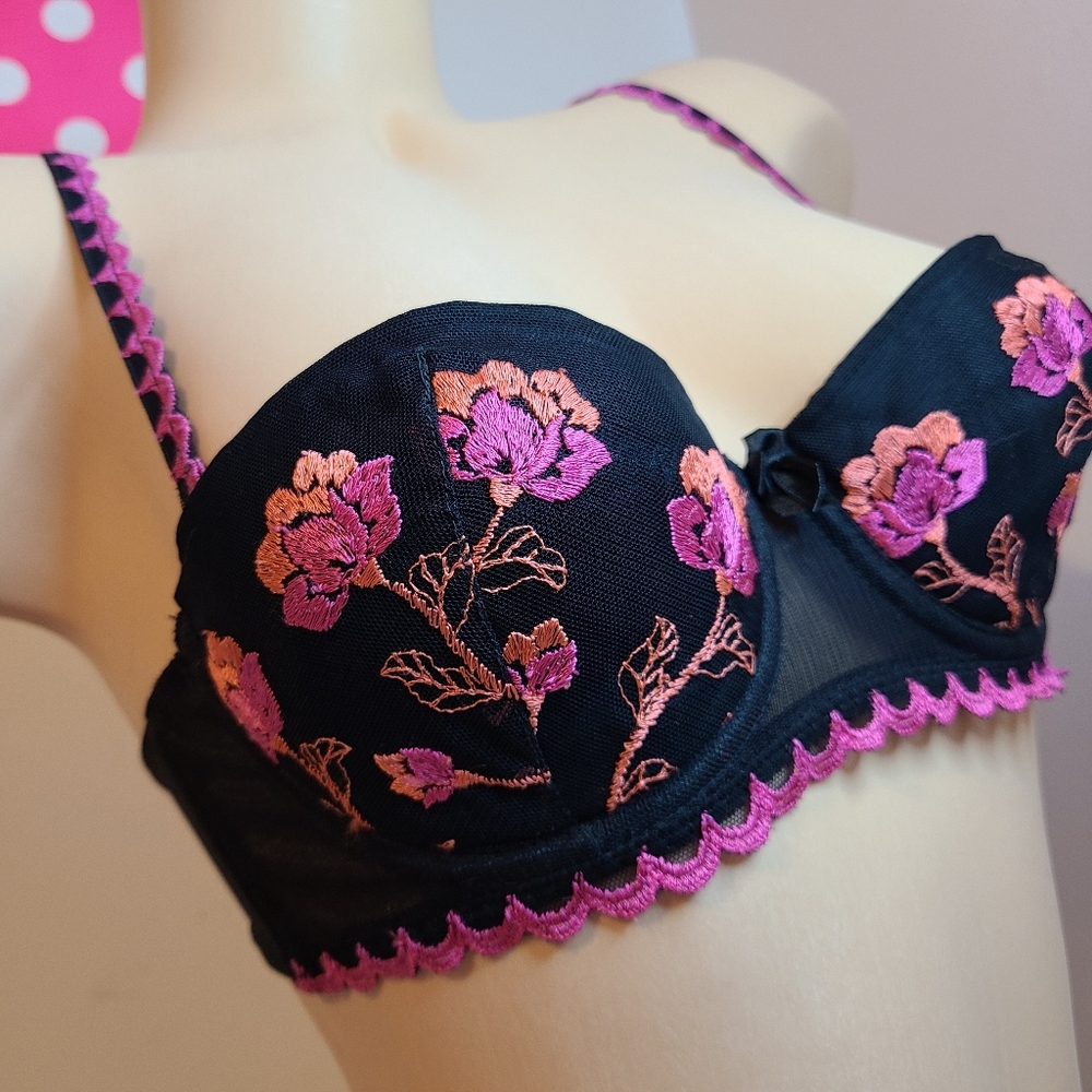 VTG Gilligan & O'Malley Beautiful Embroidered Demi Bra Size 34B - Picture 2 of 6